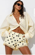 Polka Dots Lace Hem Shorts