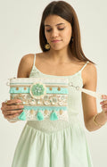 Green Beaded Tassel Clutch Bag