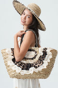 Leopard Oversized Wicker Tote Bag